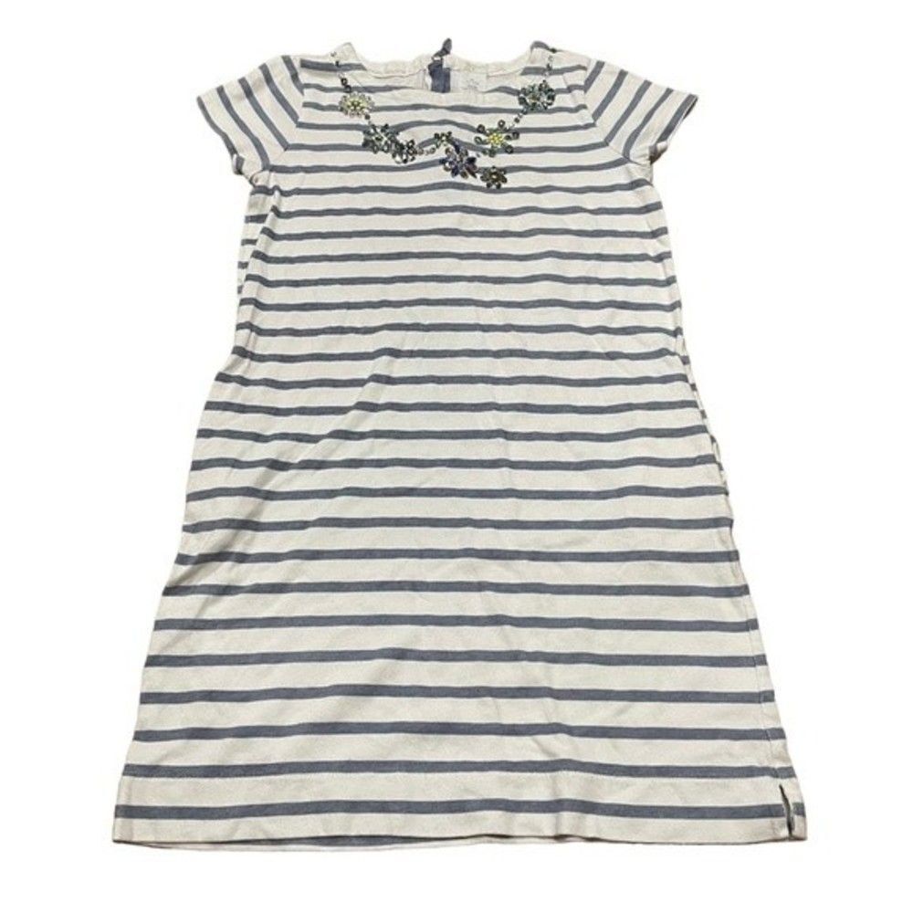 Crewcuts Striped Jeweled Neckline Casual Cotton Dress